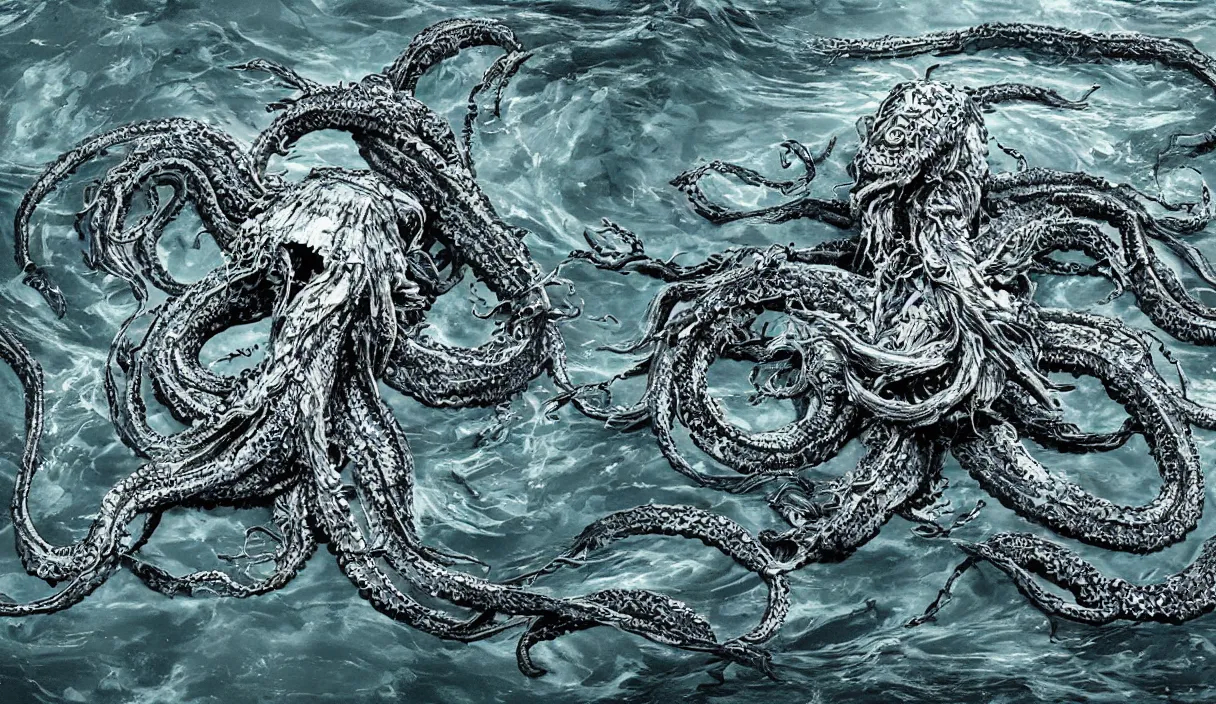 Image similar to kraken in the middle of the sea, hd, hdr, 8 k