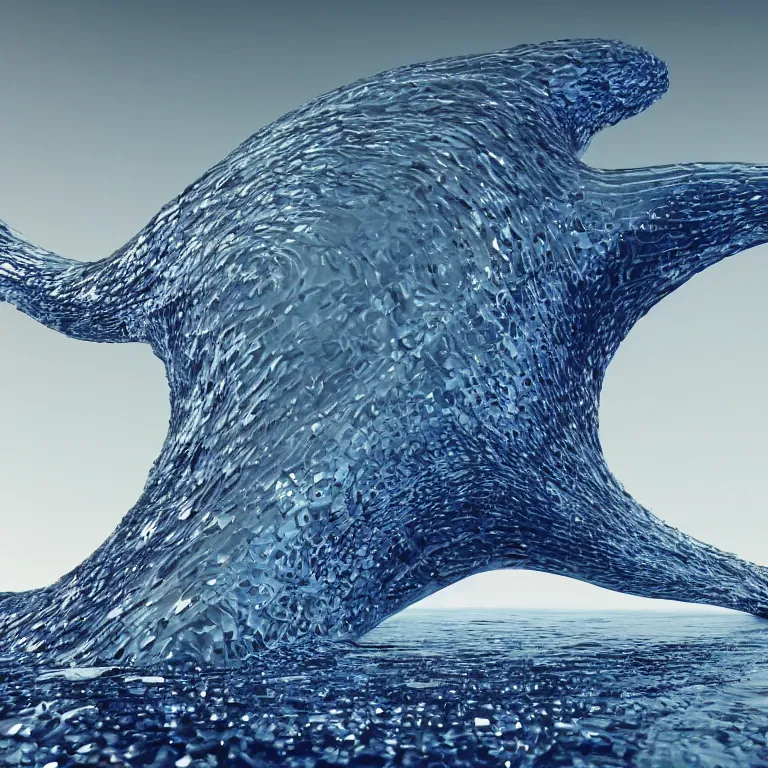 Prompt: octane render portrait by wayne barlow and carlo crivelli and glenn fabry, a giant crystal statue of a blue whale emerging from a hypnotic swirling whirplool of different colored liquid metal, cinema 4 d, ray traced lighting, very short depth of field, bokeh