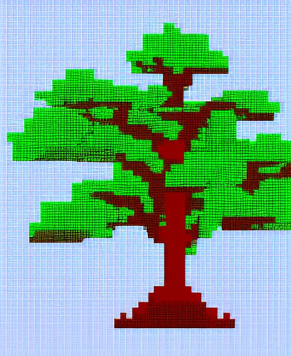 Prompt: video game tree pixelated full tree