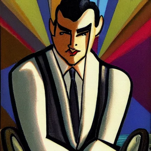 Prompt: a man in the art style art deco