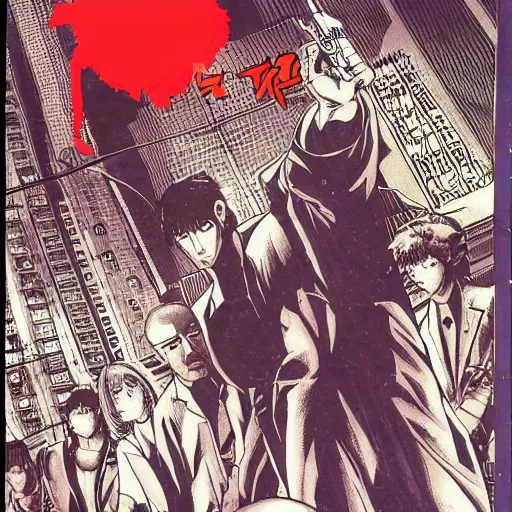 Prompt: professionally drawn 9 0 s berserk mature cyberpunk horror detective action manga comic cover for the movie escape from new york, full color, beautifully drawn coherent professional, drawn by ando, tadao. japanese script on the cover. simplistic minimalist