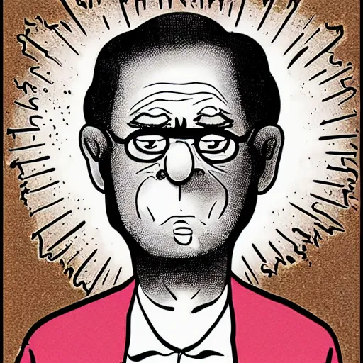 Image similar to a portrait of a ver very sad mortadelo, cartoon