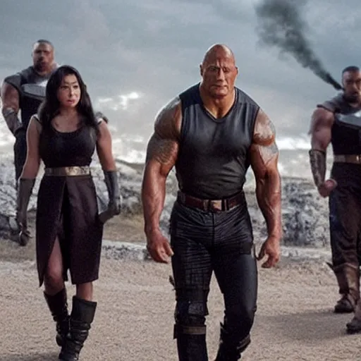 Prompt: still film of dwayne johnson as empire in korean drama movie