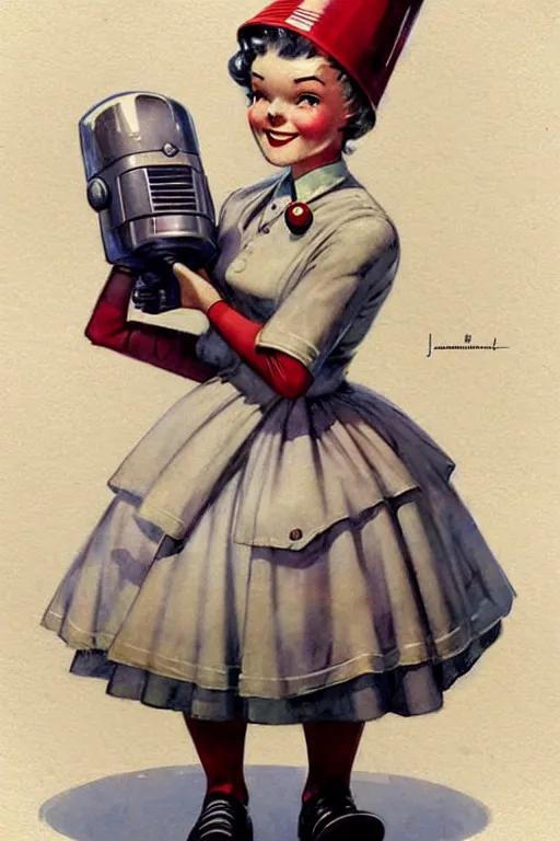 Prompt: ( ( ( ( ( 1 9 5 0 s retro future android robot knome maid. muted colors. childrens layout, ) ) ) ) ) by jean - baptiste monge,!!!!!!!!!!!!!!!!!!!!!!!!!