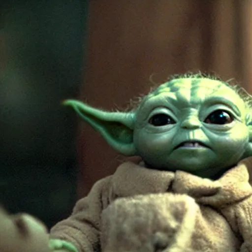 Prompt: a film still of baby yoda's kid in star wars realistic, detailed