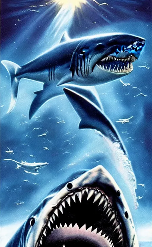 Image similar to jaws in space, exquisite movie art, by lucusfilm, weta studio, 8 k, denoised, music poster