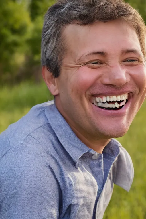 Image similar to happiest man in the world, wide grin, photograph portrait