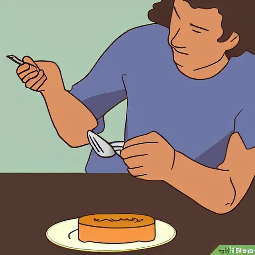 Image similar to a wikihow illustration of a man putting a fork in a toaster