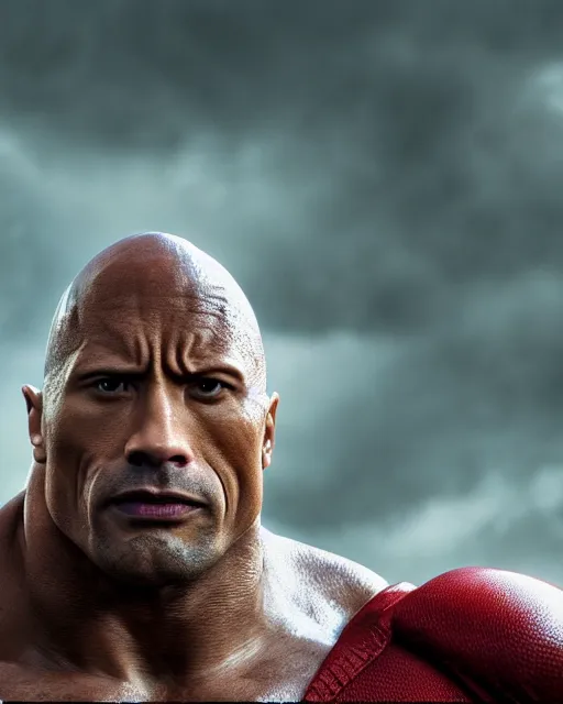 Prompt: an epic dramatic portrait of dwayne johnson as the superhero the maxx from mtv liquid television, very low angle, detailed face, epic art, trending on artstation, deviantart, high detail, high definiton, ultra realistic, hyper realistic, photo realistic, 4 k uhd