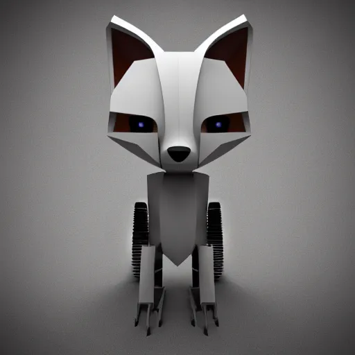 Image similar to robot that resembles a fox, 3 d render, post processing, cinmatic lightning