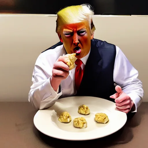 Prompt: donald trump eating dumplings