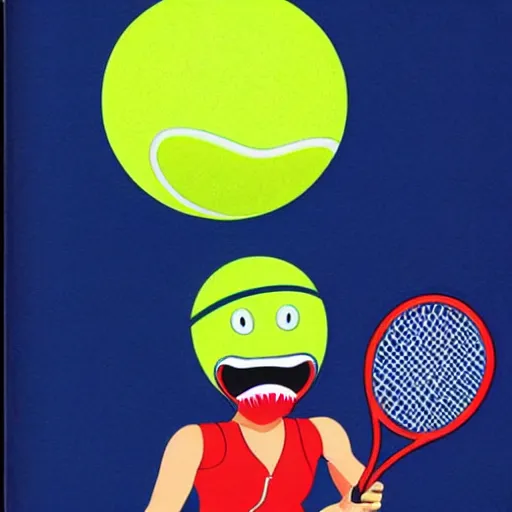 Image similar to a tennis ball monster illustrated by hiroshi nagai