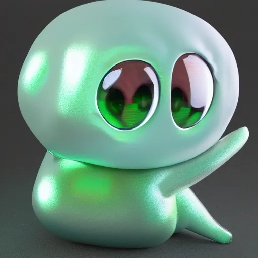 Image similar to cute fumo plush of a blob googirl, chibi monster girl, stylized shiny reflective refractive green liquid pbr material, vray