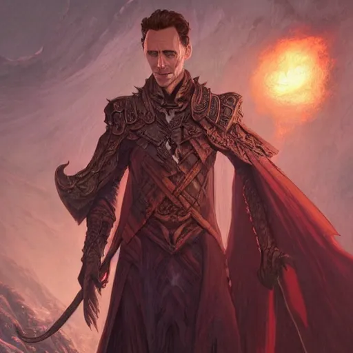 Image similar to tom hiddleston as a necromancer, summoning undead, glacier landscape, d & d, fantasy, intricate, elegant, highly detailed, digital painting, artstation, concept art, matte, sharp focus, illustration, art by artgerm and greg rutkowski and alphonse mucha