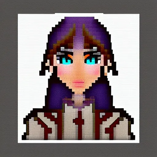 Image similar to pixel art elf female warrior front portrait, cinematic style