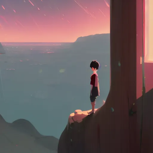 Image similar to need a place to hide, but i can't find one near, wanna feel alive, outside i can't fight my fear, cory loftis, james gilleard, atey ghailan, makoto shinkai, goro fujita, studio ghibli, rim light, exquisite lighting, clear focus, very coherent, plain background