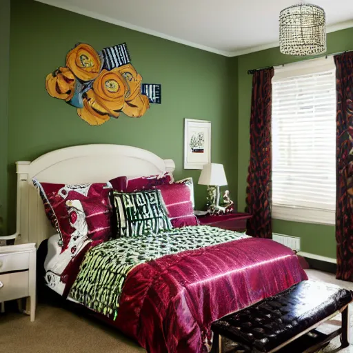 Prompt: one hundred dollar bill themed room