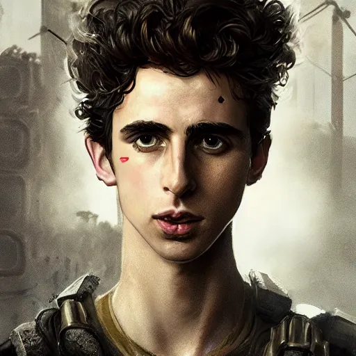 Prompt: thimothee chalamet portrait, dystopia core, apocalyptic, armor, warrior, dramatic, sharp focus, fiction, neon, fantasy, hyper detailed, digital art, trending in artstation, cinematic lighting, studio quality, smooth render, unreal engine 5 rendered, octane rendered, art style and nixeu and wlop and krenz cushart