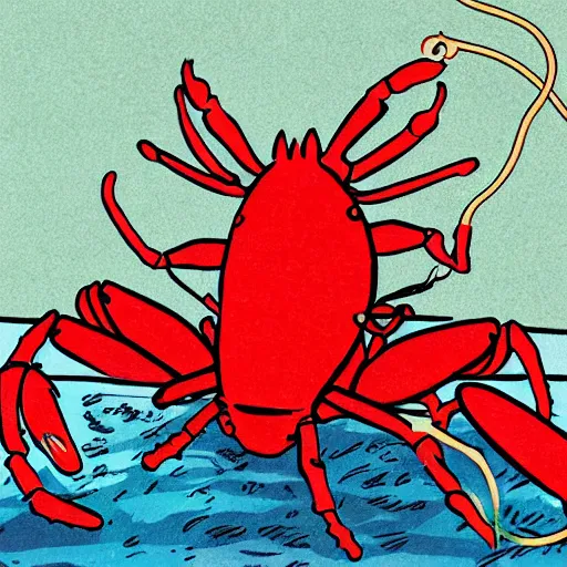 Prompt: Jordan Peterson as a lobster cleaning his room