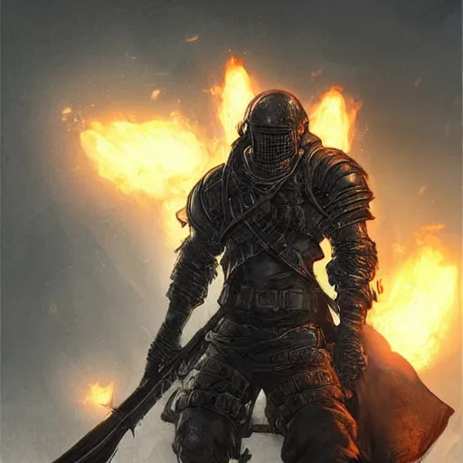 Image similar to a us marine in the style of dark souls and elden ring, highly detailed, hyperrealistic, artgerm