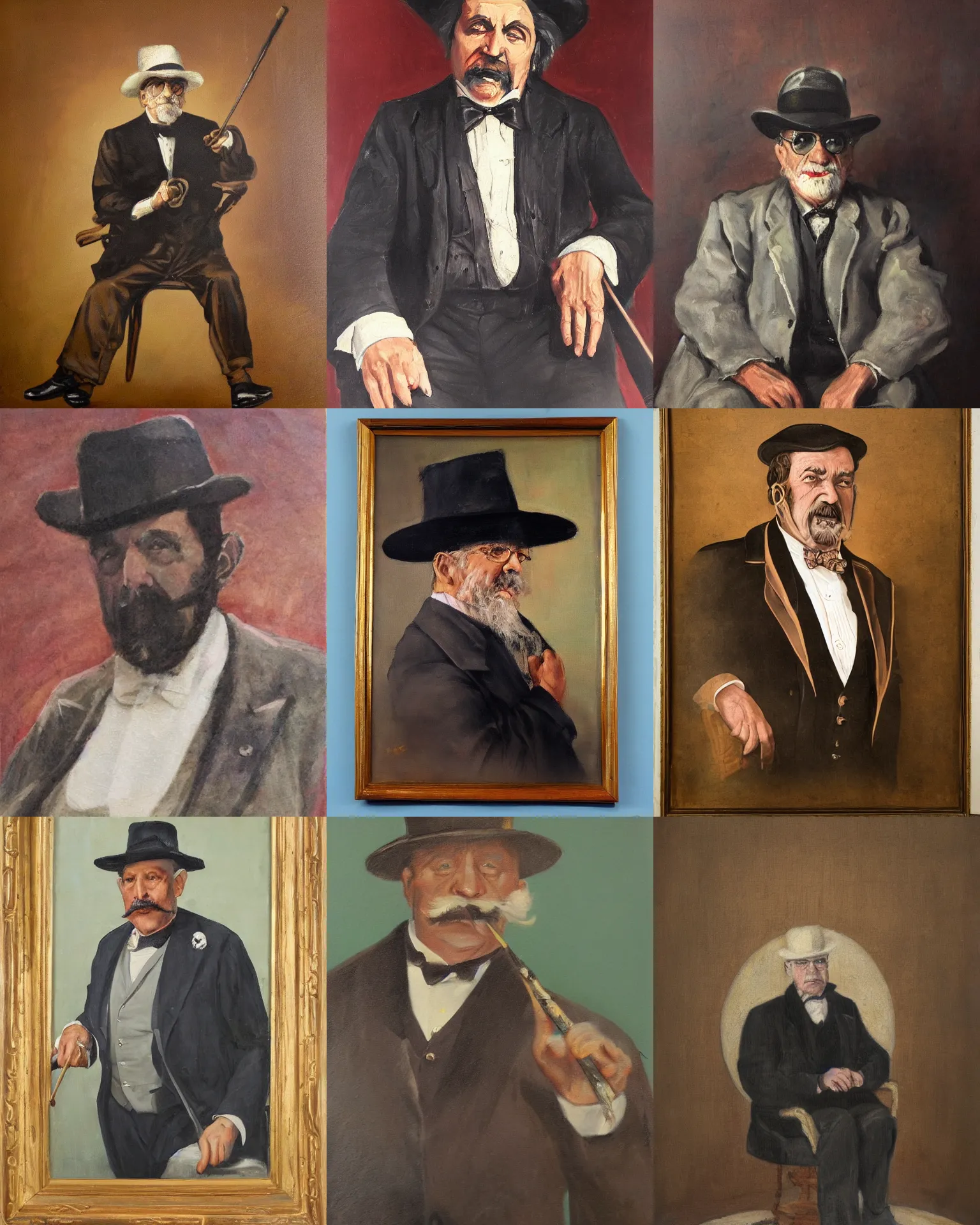 Prompt: artistic painting portrait of old timey pimp with cane