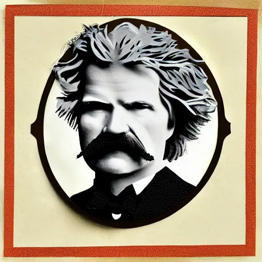 Image similar to colored paper portrait of mark twain