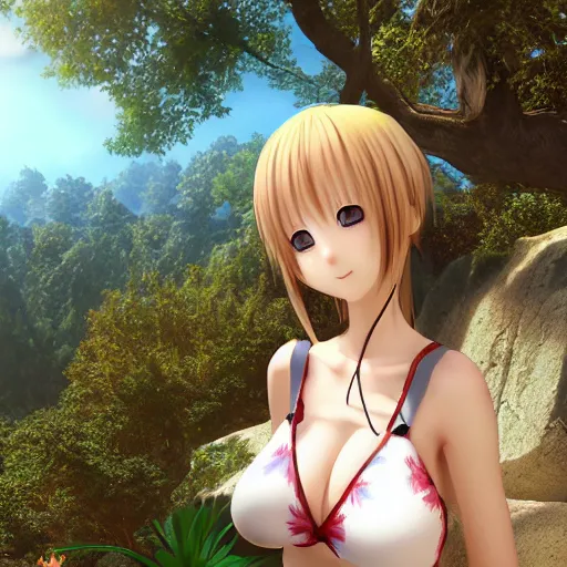 Prompt: a beautiful portrait of an anime girl in a scenic environment, Pixiv 3DCG, Daz Studio