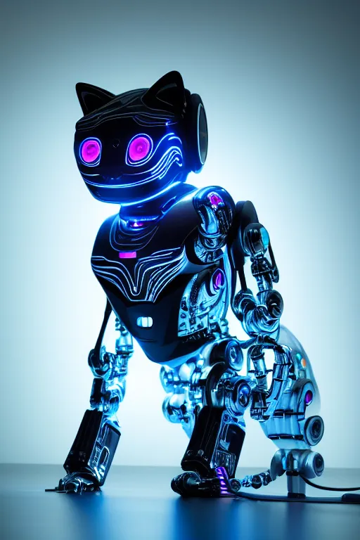 Image similar to detailed photo of the half - cybernetic robocat, symmetry, awesome exposition, very detailed, highly accurate, intricate, professional lighting diffracted lightrays, 8 k, sense of awe, science magazine cover