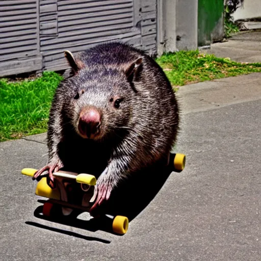 Prompt: A wombat on a skateboard