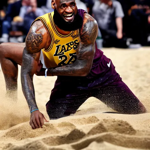 Image similar to lebron james eating sand