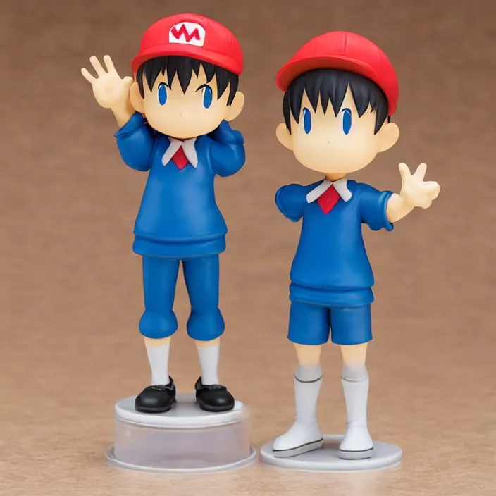 Prompt: Ness, a GOODSMILE figure of Ness from Earthbound, figurine, detailed product photo,