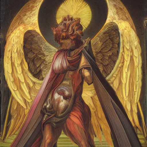 Image similar to an angel overlapping a demon, fusing in the middle