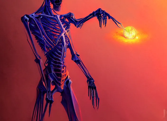 Prompt: a psychedelic portrait of omin dran skeletal phyrexian sleek psion, vibrant color scheme, highly detailed, in the style of romanticism, cinematic, artstation, moebius, greg rutkowski