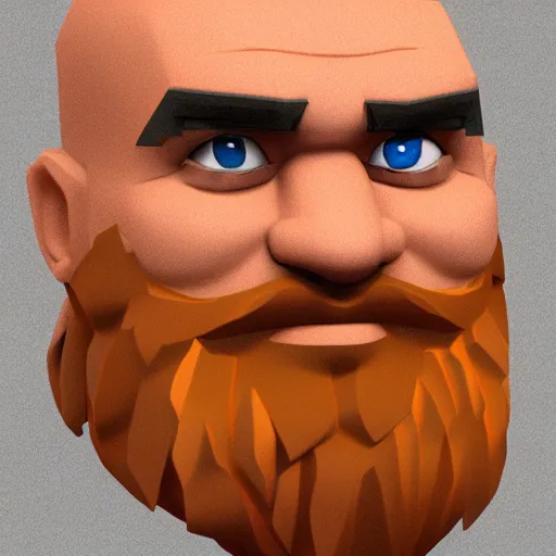 Image similar to portrait of a small but blocky dwarf with an large orange beard, muscular build, tough, highly detailed, ultra realistic, trending on artstation, photo, medieval, fantasy