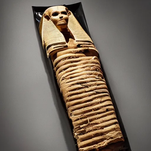 Prompt: Egyptian mummy manufactured by haribo candy, professional culinary photo