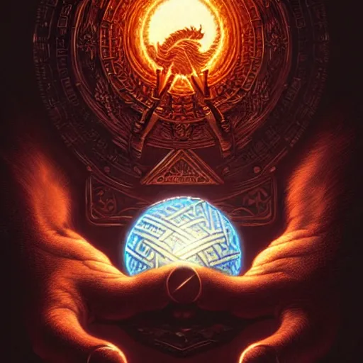 Image similar to odin holds his hands on the dragon orb, beautiful detailed pixelart by albertov, intricate details, beautiful, dithered gradients, volumetric lighting, cgsociety, artstation, smooth, sharp focus, 2 d illustration, by greg rutkowski, amazing art by dan mumford