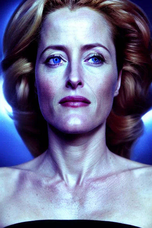 Prompt: gillian anderson as an alien queen