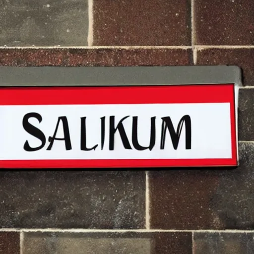 Prompt: sign that says salamu aleikum!