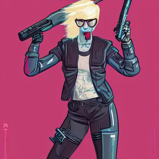 Image similar to a portrait of an anthropomorphic cyberpunk blond terrier! holding a shotgun, fantasy, elegant, digital painting, artstation, concept art, matte, sharp focus, illustration, art by josan gonzalez