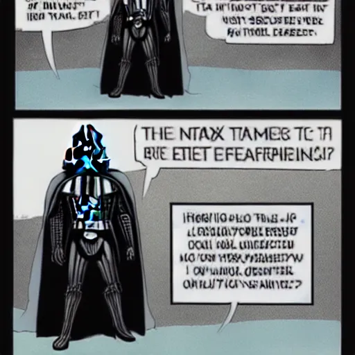 Image similar to darth vader committing tax fraud