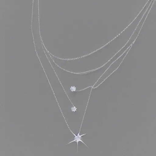 Image similar to a silver constellation necklace pendant, 3 d rendering, in the style of pandora, tiffany, swarovski, van cleef & arpels, cartier, boucheron, bulgari, chaumet, elegant, noble, stylish