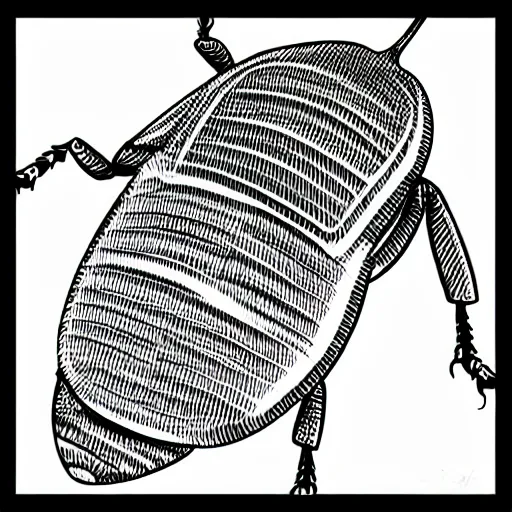 Prompt: monochromatic illustration of a beetle, one line, line drawing, unbroken, minimalist, white background, black and white