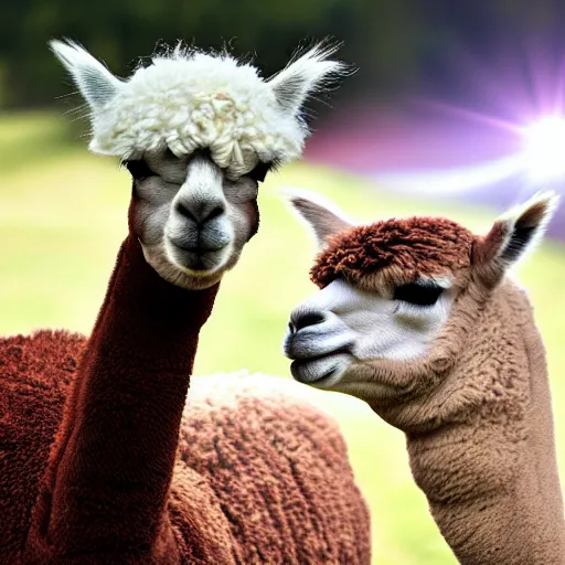 Prompt: <picture quality=hd+ mode='attention grabbing'>The dawn of the age of alpacas</picture>