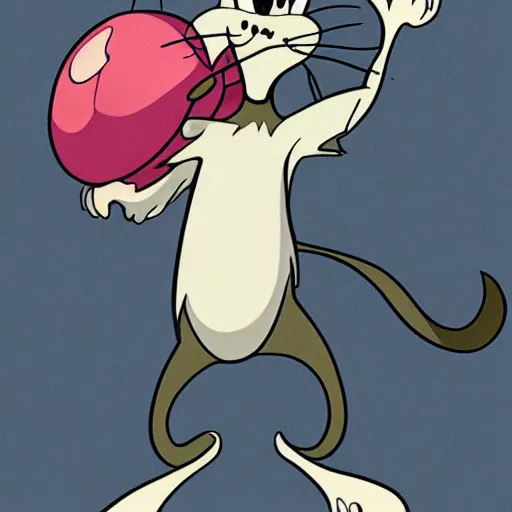 Prompt: a cartoon drawing of tom and jerry morphed into one creature