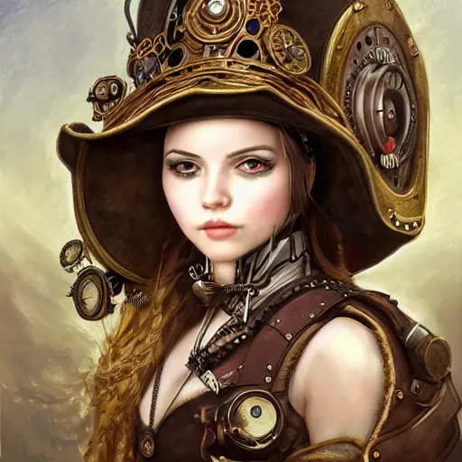 Prompt: portrait painting of a teen steampunk princess, ultra realistic, concept art, intricate details, eerie highly detailed