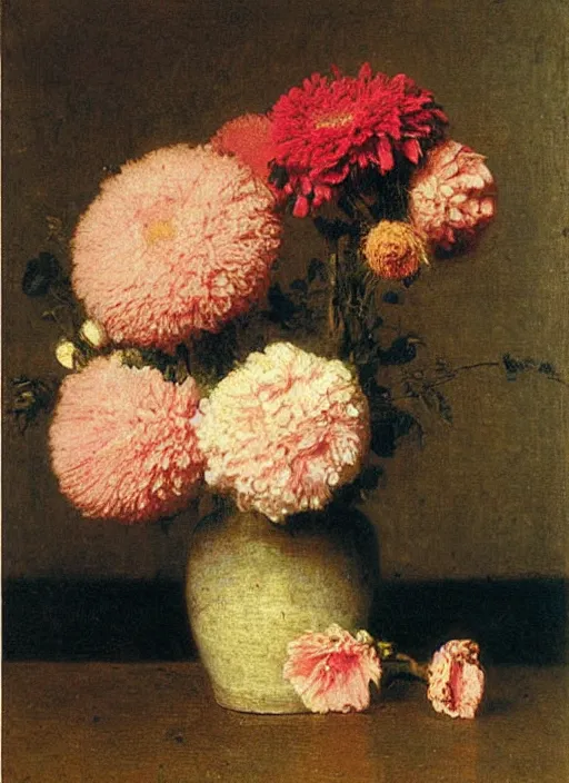 Image similar to 🌸💐🌷🌼 by henri fantin - latour, oil on canvas, still life