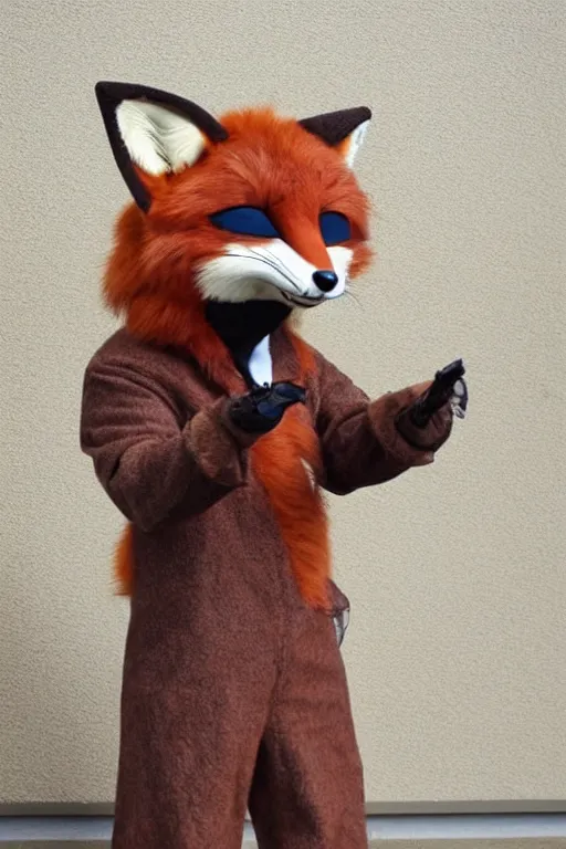 Image similar to an anthropomorphic fox, fursuit!!!!, cosplay