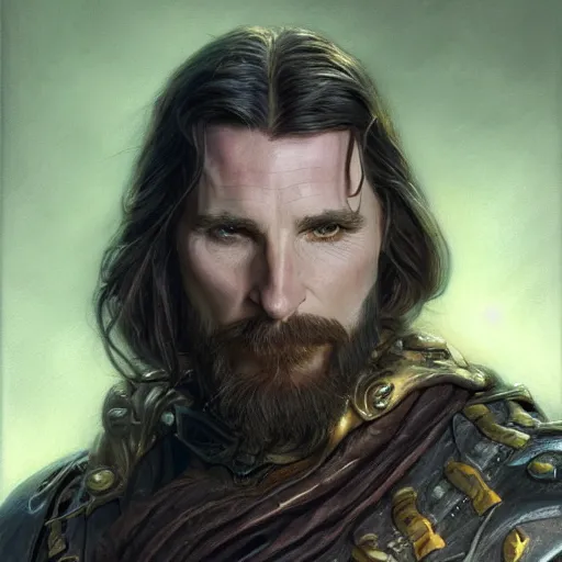 Image similar to Christian Bale without a beard as a fantasy D&D character, portrait art by Donato Giancola and James Gurney, digital art, trending on artstation