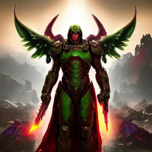 Image similar to archangel from doom eternal, 4k digital art, Doom, hyper realistic, HD