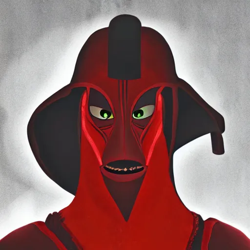 Image similar to Jar Jar binks revealing himself as a sith lord, digital art 4k